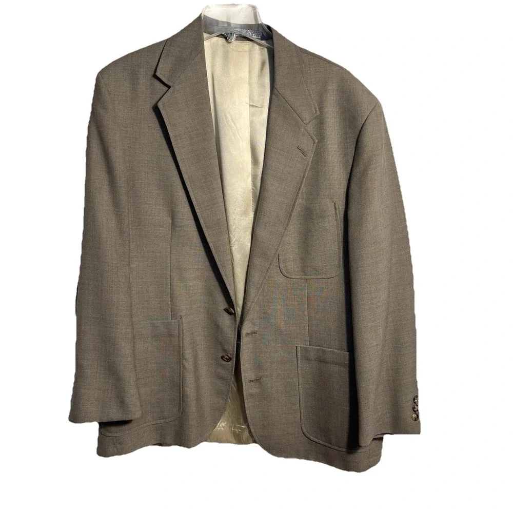 Land's End Men's Sport Coat Blazer Light Brown Sz 44 Regular Wool Blend Pockets